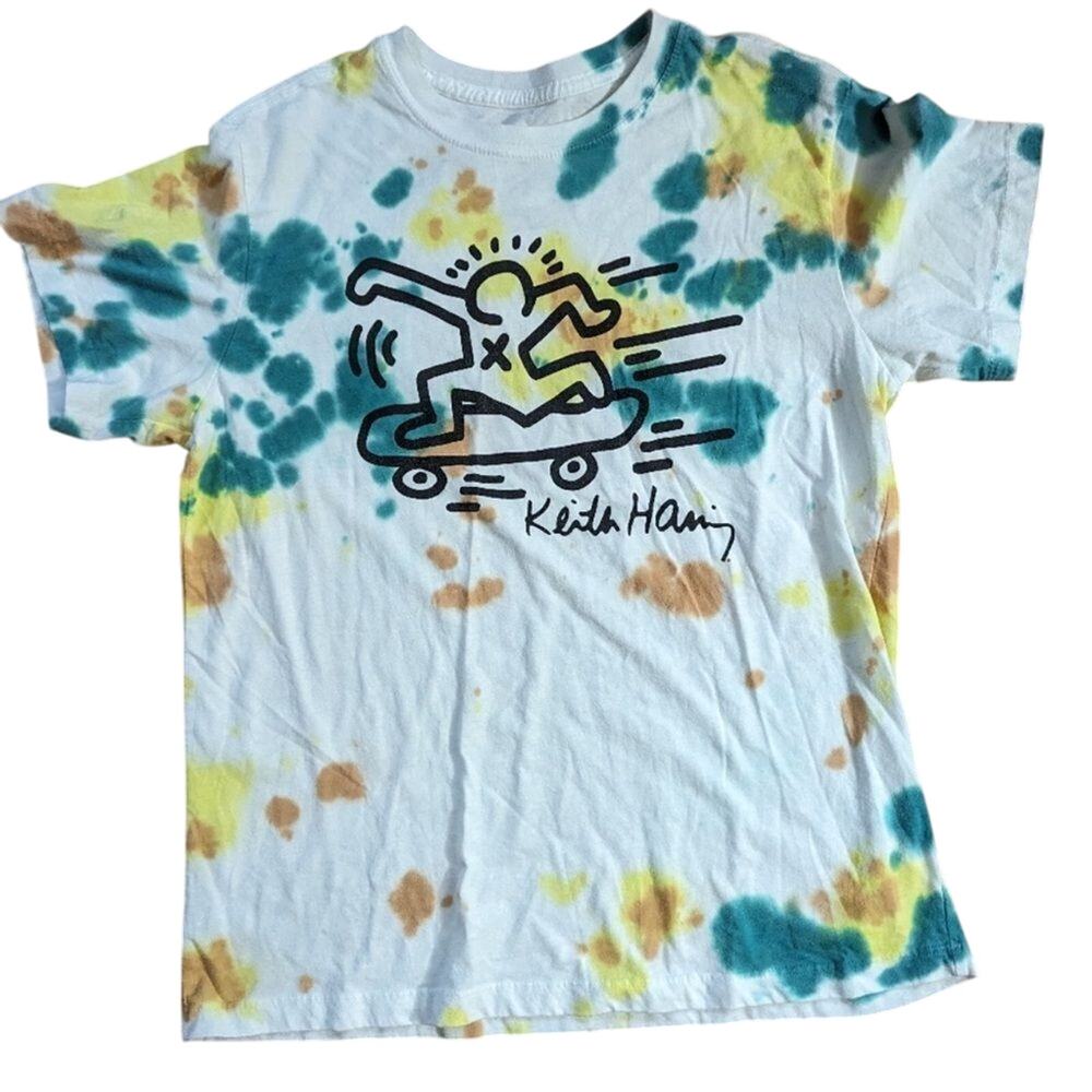 KEITH HARING Tie Dye Skateboarder T-shirt Tee Size Small